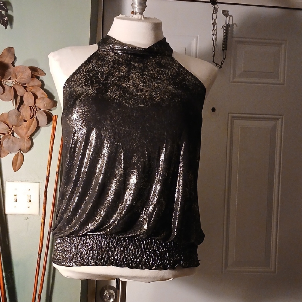 Dots Elegant Black Halter Top